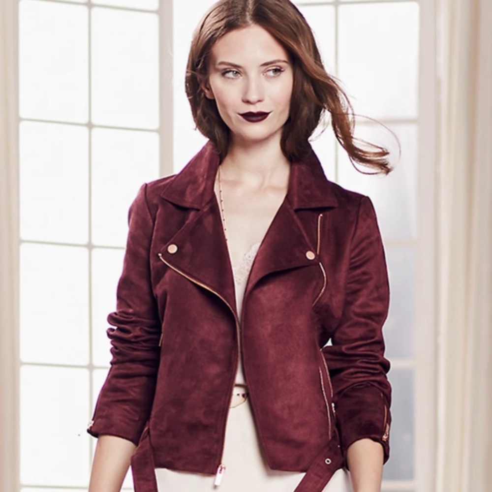 LC Lauren Conrad Runway Faux-Suede Moto Jacket